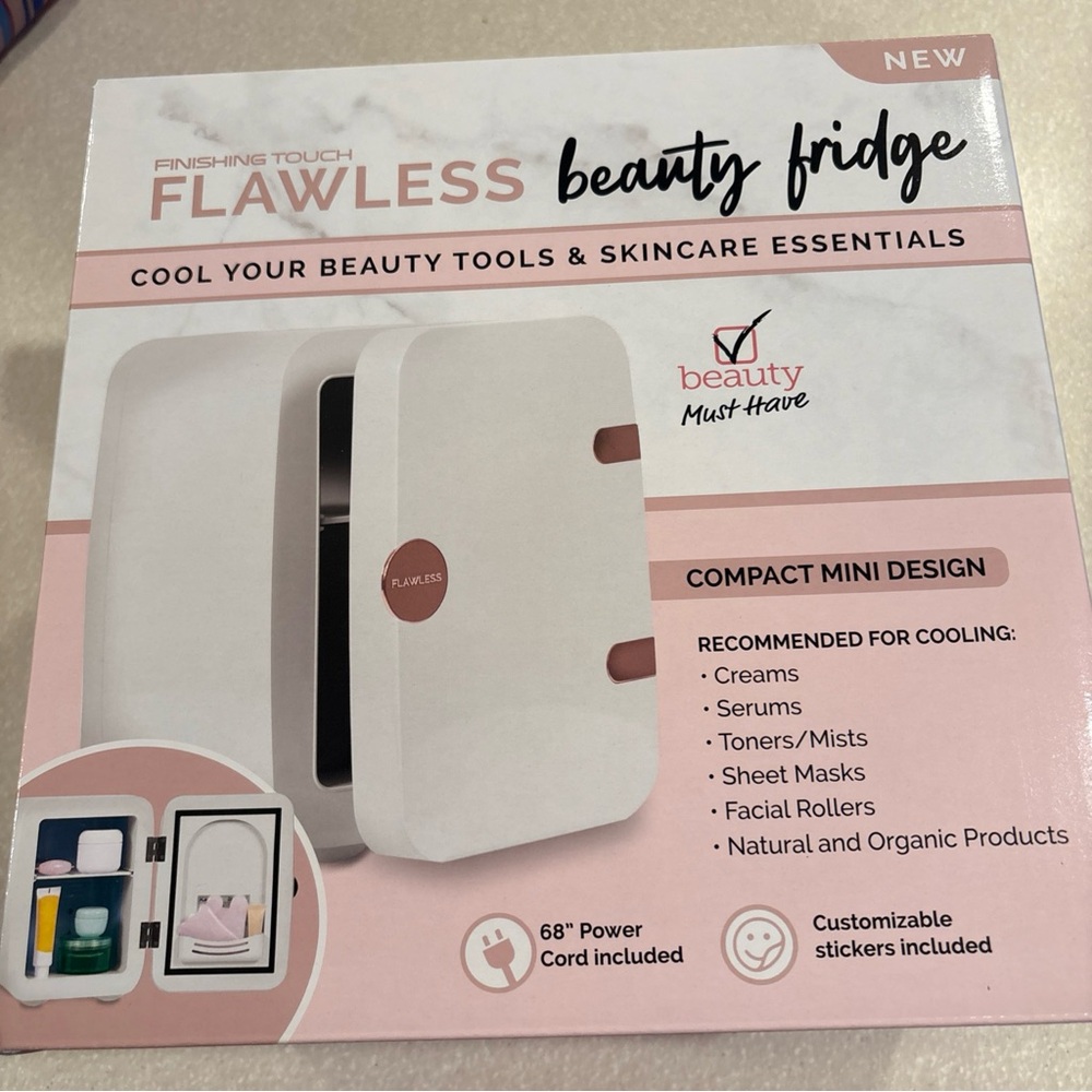 Flawless Beauty Mini Fridge - White and Pink